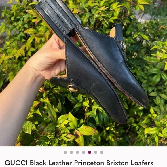GUCCI Black Leather Princeton Brixton Loafers Mules Bit loafers Sz. 38.5 - Picture 6 of 6